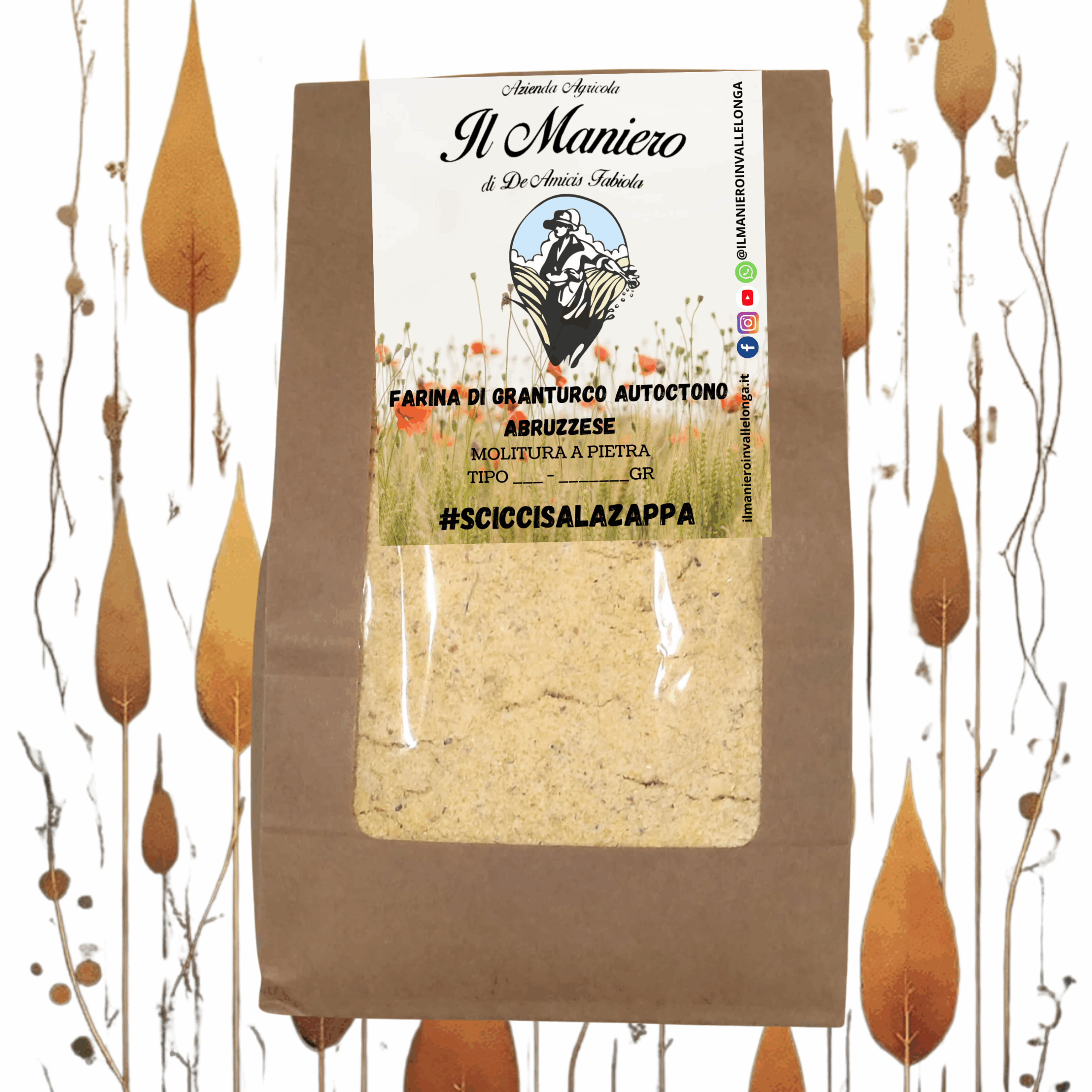 sacchetto di carta 500gr Farina di Mais antico abruzzese @ilmanieroinvallelonga