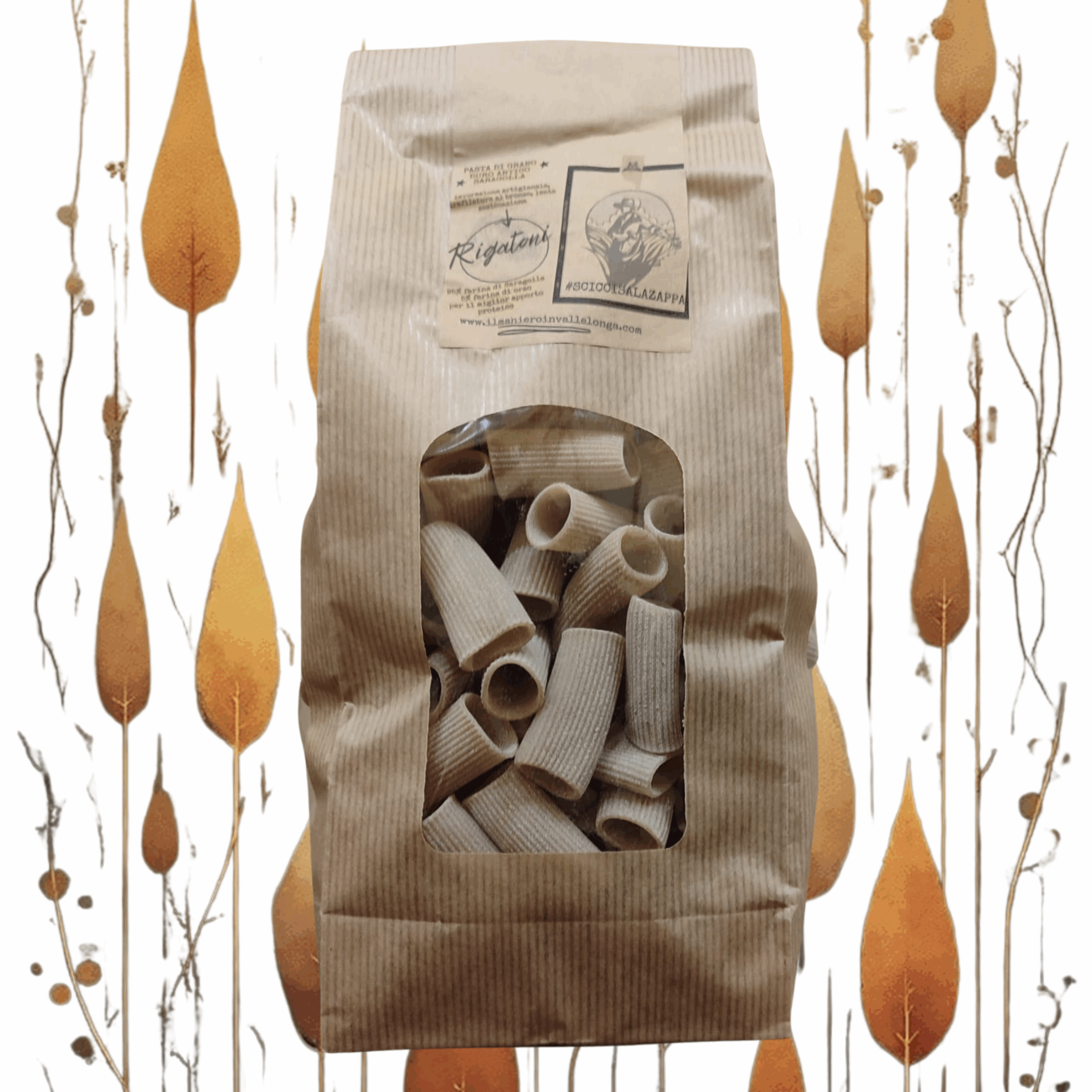 Rigatoni semintegrali di grano duro antico Saragolla abruzzese 500gr @ilmanieroinvallelonga